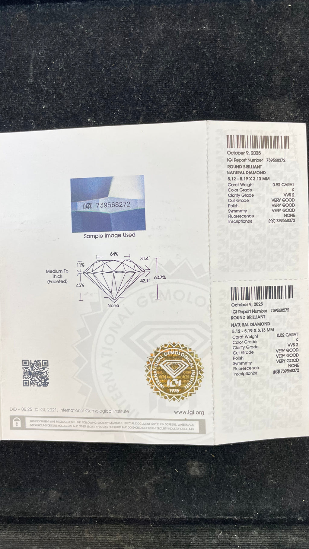 Natural Diamond - 52 Cent.
