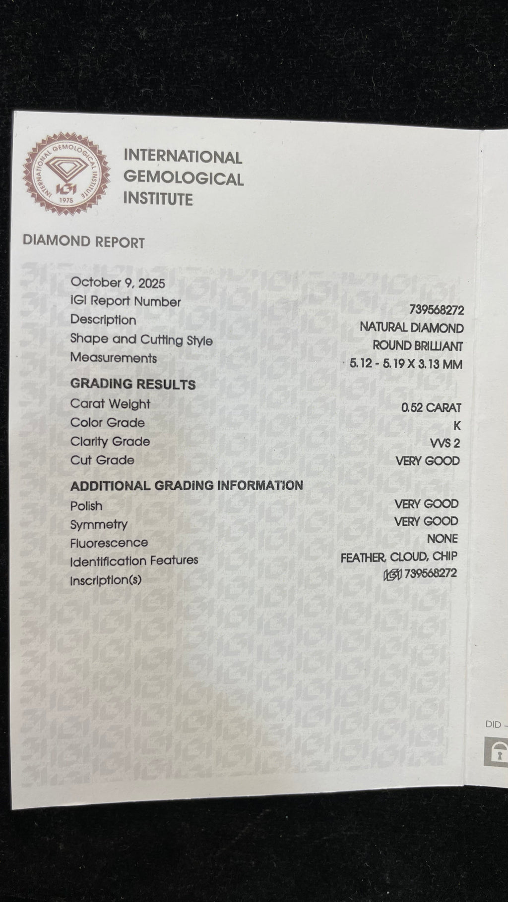 Natural Diamond - 52 Cent.